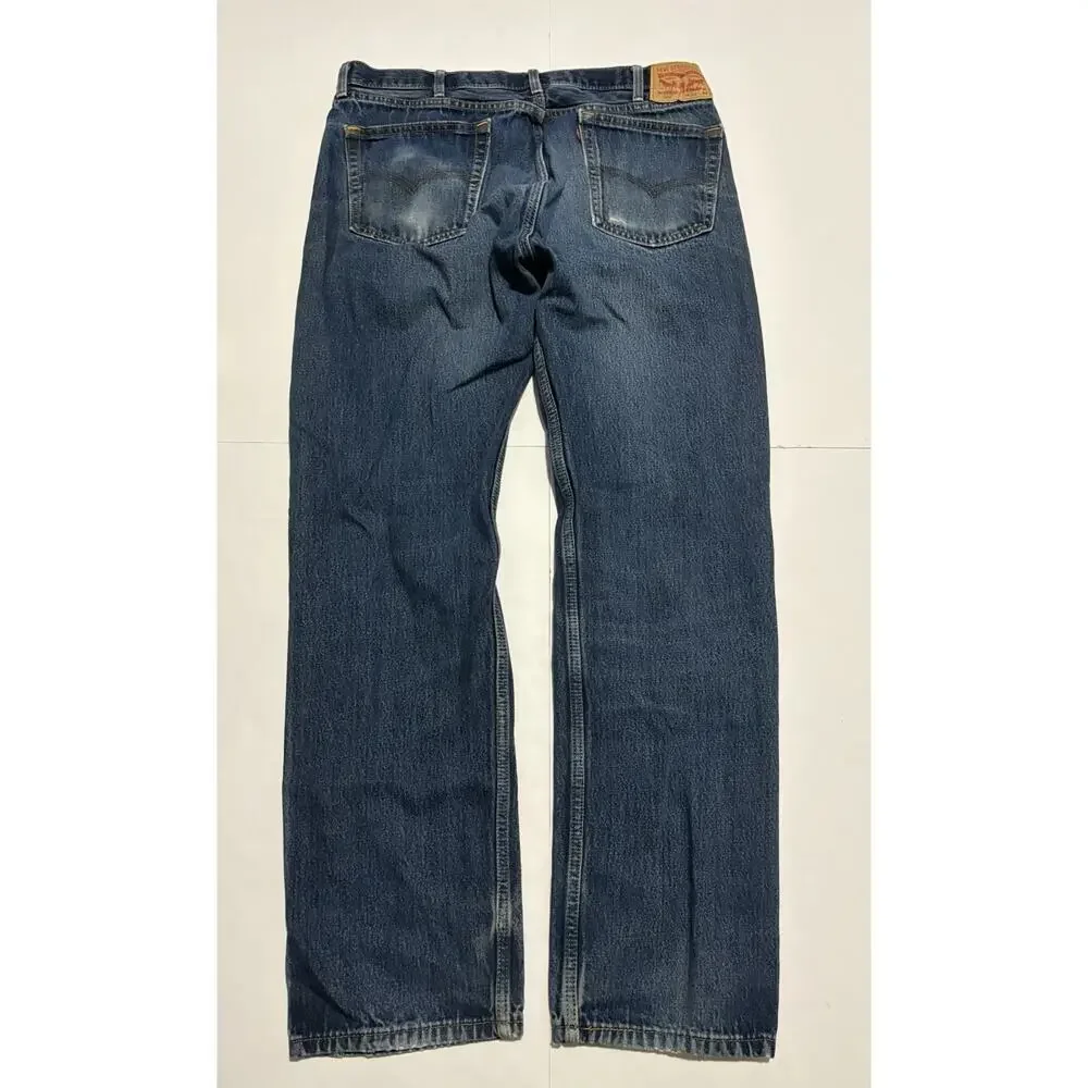 Levi’s 505 Regular Fit Straight Leg Jeans Men’s 38x34 Blue Denim - Picture 3 of 6